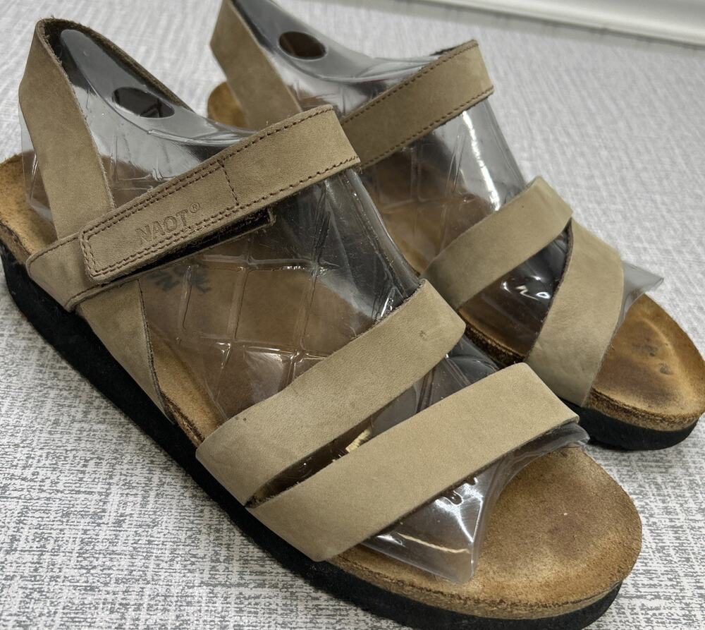 Naot Kayla Brown Suede Sandal 41 EU 10 US Strappy Comfort Hook Eye Slingback
